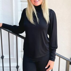 iltm Black Emma Mock Neck Long Sleeve Top